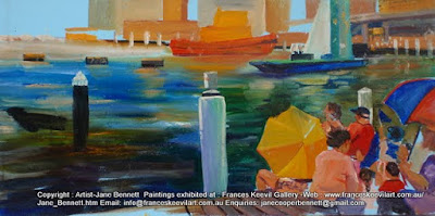 plein air painting of Australia Day Darling Harbour by maritime artist Jane Bennett